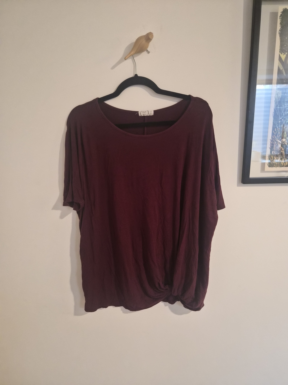 Maurices Short Sleeve Twist-Hem Tee - Wine